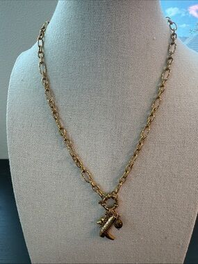 Gold-Tone Charm Link Necklace - Women's Fashion Jewelry 18k gold plated